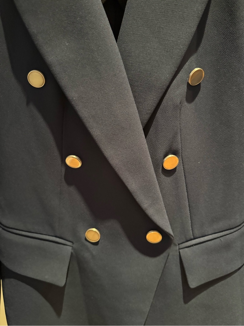 Club Monaco Navy Double-Breasted Gold-Button Blazer - Picture 3 of 7